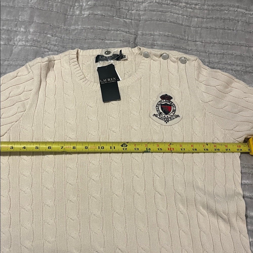 Ralph Lauren Beige Cable Knit Sweater with Crest Patch - Picture 10 of 10